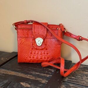 Brahmin Vibrant Red Croc-Embossed Crossbody Bag